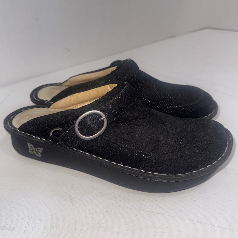 Alegria Classic Seville Black Shimmer Convertible Clogs Mule Women's EU 40 9.5